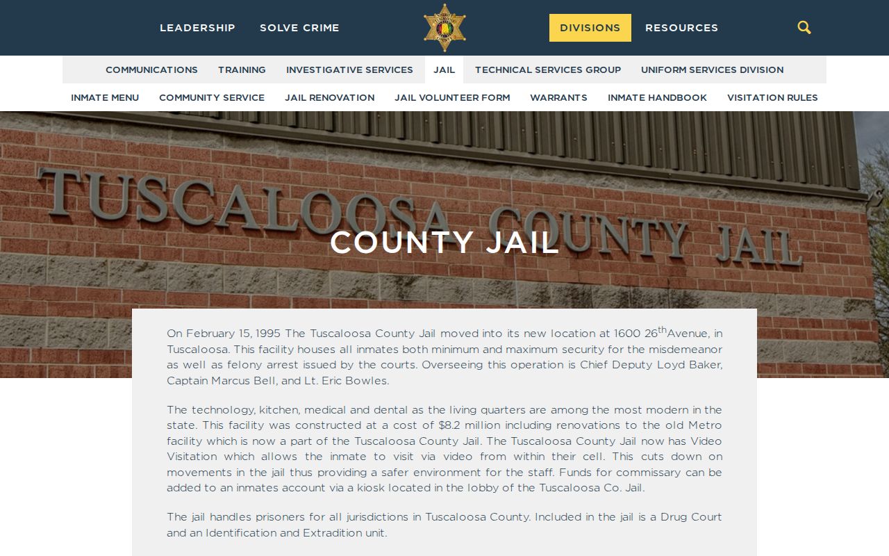 Tuscaloosa County arrest records jail facility