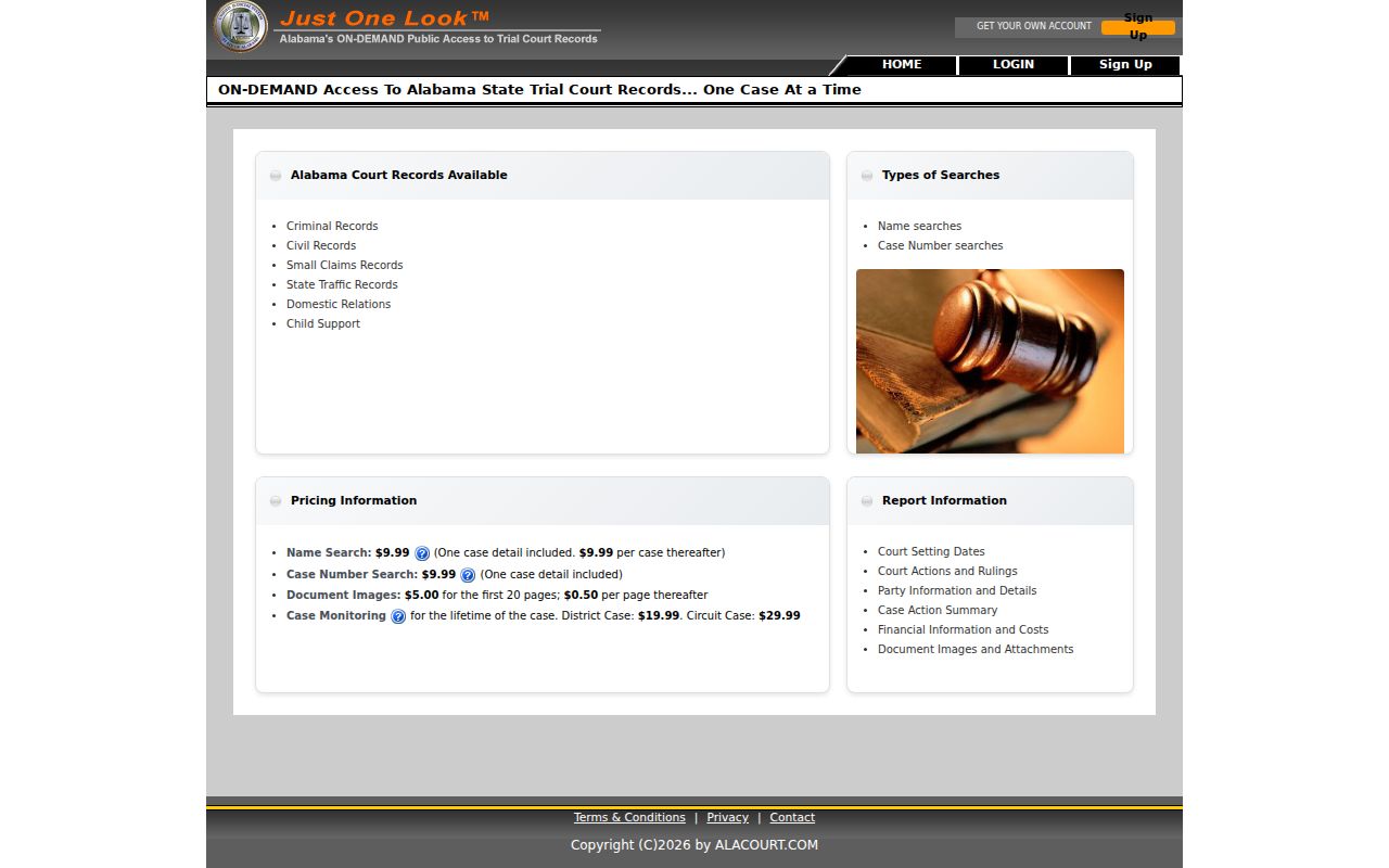 Tuscaloosa County criminal court records Just One Look login