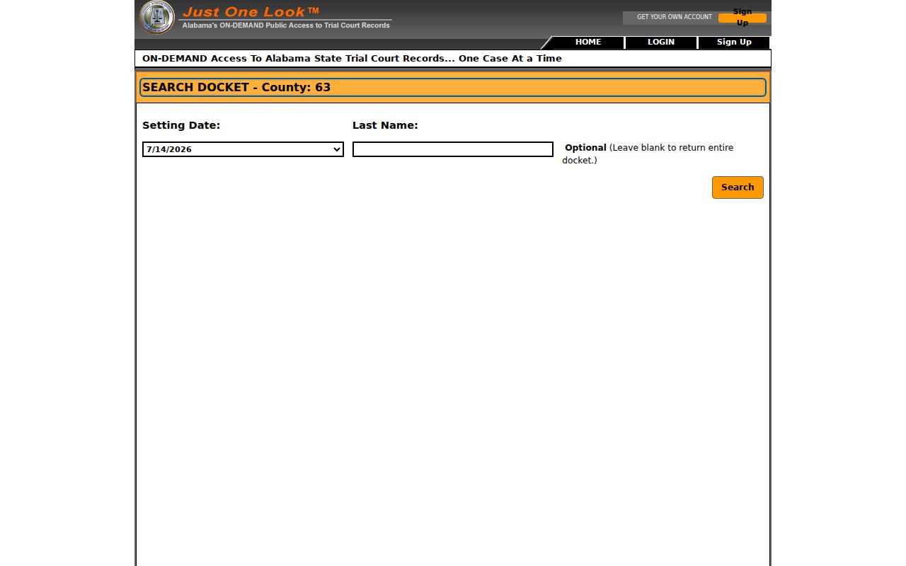 Tuscaloosa County criminal court case docket search
