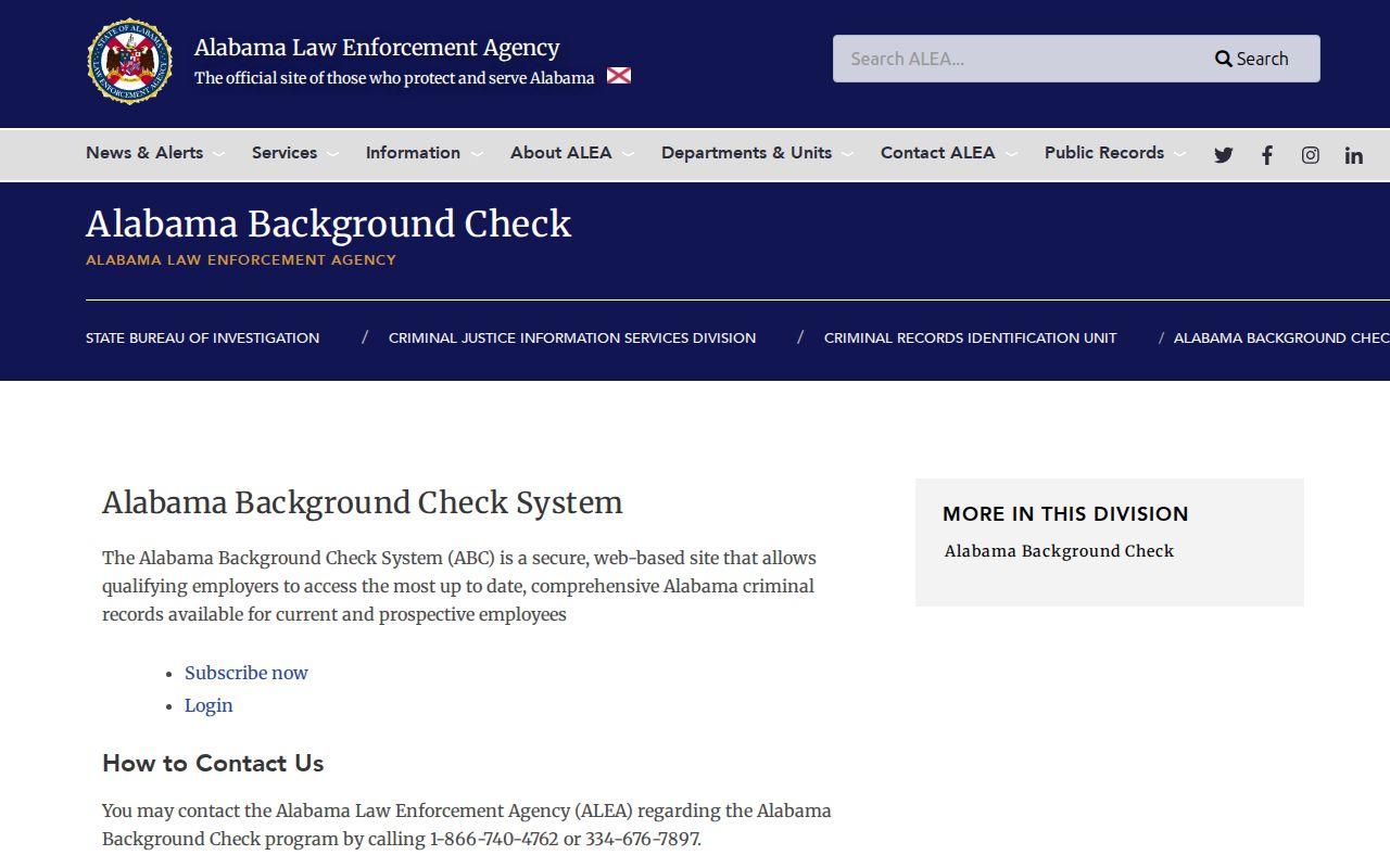 Tuscaloosa County criminal history self-review through ALEA